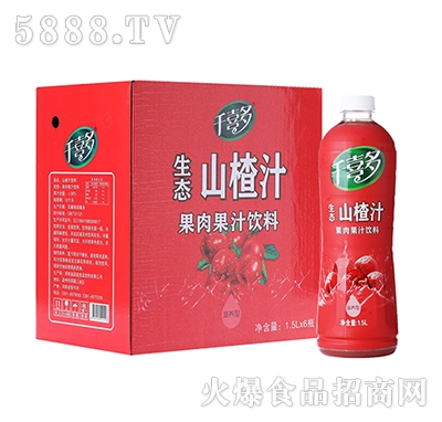 千喜多山楂汁果肉果汁飲料1.5L×6瓶