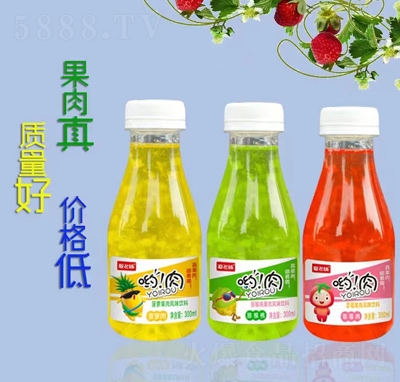 愛(ài)飛揚(yáng)喲肉果肉風(fēng)味飲料果肉果汁夏季冷飲300ml