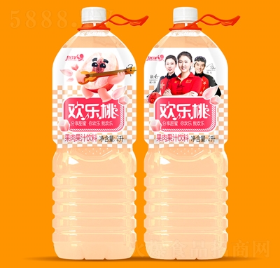優(yōu)洋歡樂桃果肉果汁飲料2L