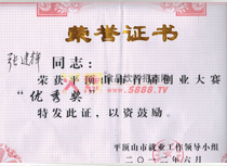 優(yōu)秀獎(jiǎng)榮譽(yù)證書