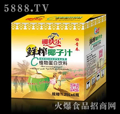 椰快樂怡青春鮮榨椰子汁植物蛋白飲料1.25lX6瓶