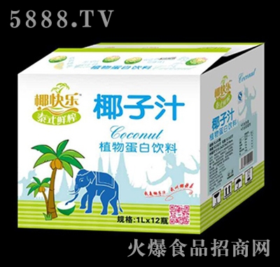 椰快樂泰式鮮榨椰子汁植物蛋白飲料1LX12瓶