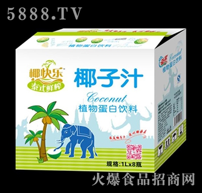 椰快樂泰式鮮榨椰子汁植物蛋白飲料1LX8瓶