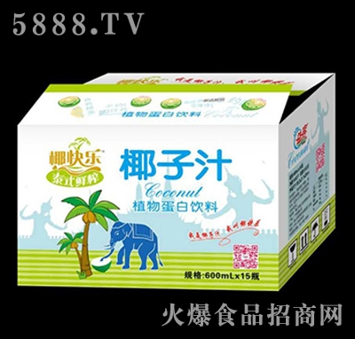 椰快樂泰式鮮榨椰子汁植物蛋白飲料600mlX15瓶