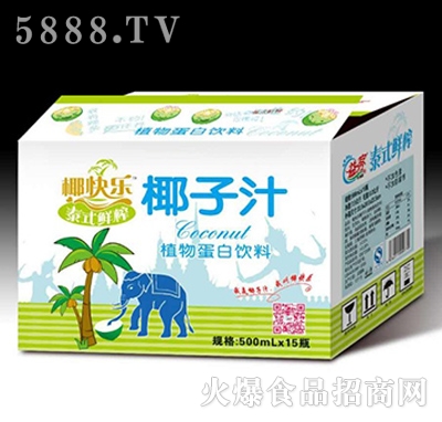 椰快樂泰式鮮榨椰子汁植物蛋白飲料500mlX15瓶