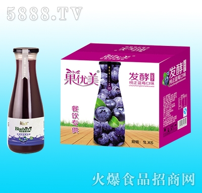 果優(yōu)美益生菌發(fā)酵藍莓汁1Lx6瓶