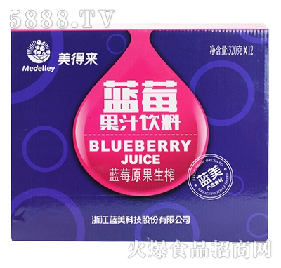 美得來藍莓原果生榨飲品320gx12