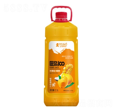 玉川果先生芒果粒+椰果復(fù)合芒果汁飲料2.5L