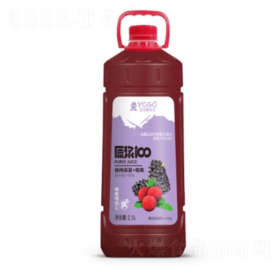 玉川果先生楊梅桑葚+椰果復(fù)合芒果汁飲料2.5L