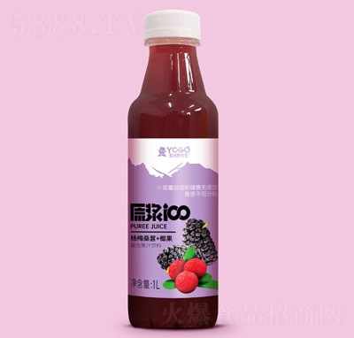玉川果先生楊梅桑葚+椰果復(fù)合果汁飲料1L
