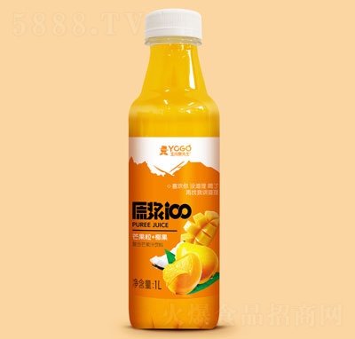 玉川果先生芒果粒+椰果復(fù)合芒果汁飲料1L
