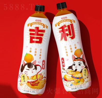 福財(cái)貓桔子味蘇打氣泡水1.25L