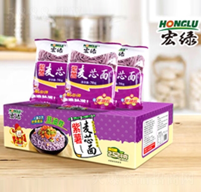 宏綠紫薯麥芯面70克箱裝非油炸方便速食招商代理