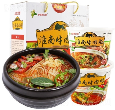 白藍味中味淮南牛肉湯方便速食粉絲湯105克X6桶加肉禮盒裝