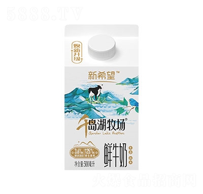新希望白帝千島湖牧場鮮牛奶屋頂盒純牛奶500ml