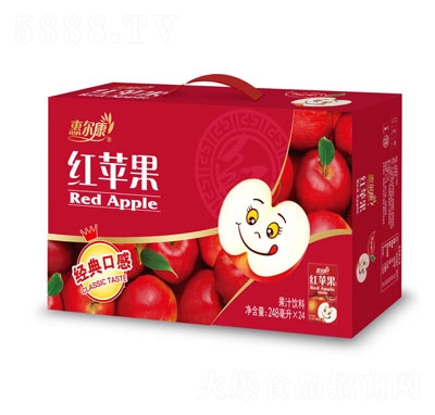 惠爾康紅蘋果果汁飲料招商代理248ml×24商超貨源