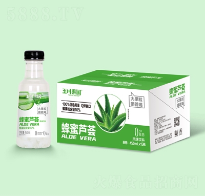 玉川果園450ml×15蜂蜜蘆薈味果粒飲料