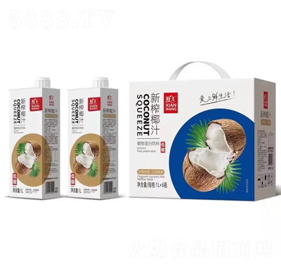 鮮王新榨椰汁休閑飲品植物蛋白飲料1L×6瓶