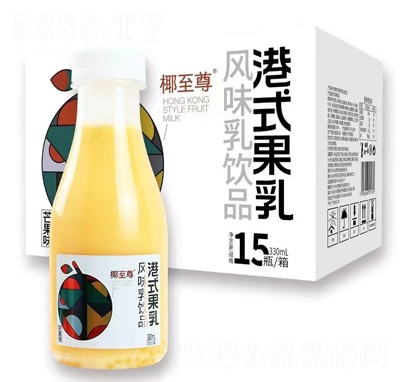 椰至尊港式果乳風味乳飲品芒果味330mlX15瓶招商代理