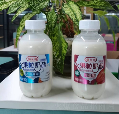 椰至尊果粒奶昔冰淇淋味+草莓味380g酸奶風味飲料招商代理