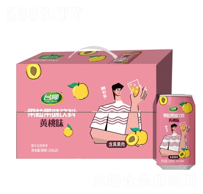 臺椰果粒果味飲料黃桃味320mlX20瓶箱裝