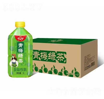 國傲青梅綠茶茶味飲料1LX10