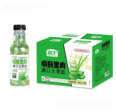 森宇嚼瓶果肉蘆薈果粒復(fù)合果汁450ml×15瓶