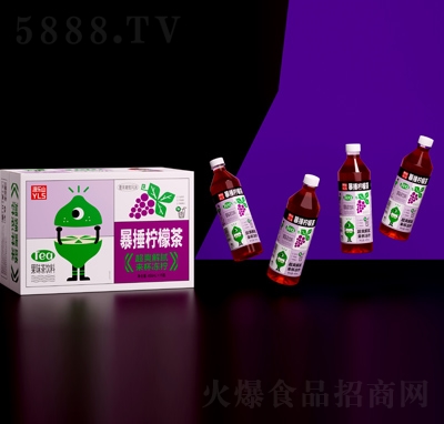 源樂山暴捶檸檬茶450ml×15夏黑葡萄風味